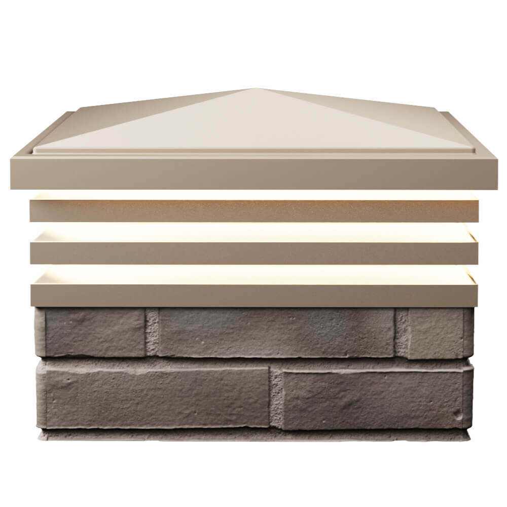 Колпак Zking Бона ХайТек Бежевый на столб 1.5х1.5 кирпича (385х385мм) с подсветкой в Слободском фото