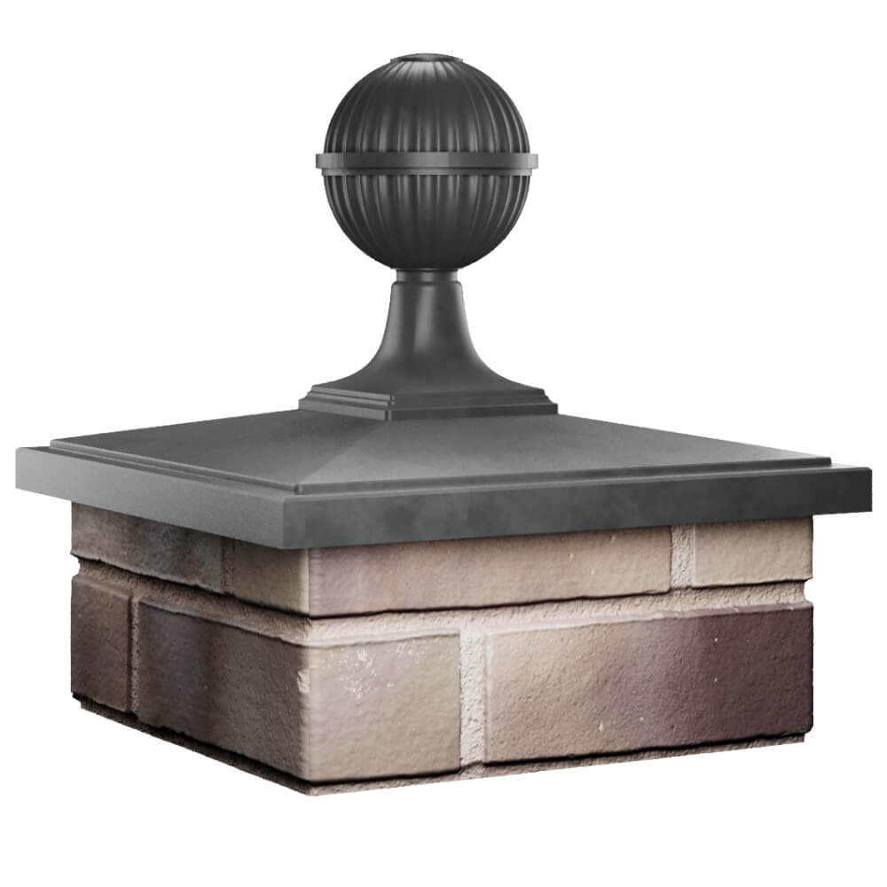 Колпак Zking БонаМоно Серый с шаром на столб 1.5х1.5 кирпича (385х385, 400х400мм) в сборе в Слободском фото