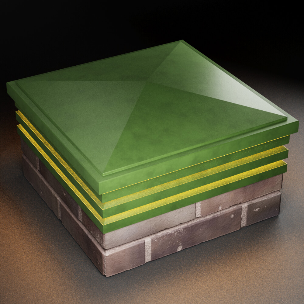 Колпак Zking Бона ХайТек Зеленый на столб 2х2 кирпича (513х513мм) с подсветкой в Слободском фото