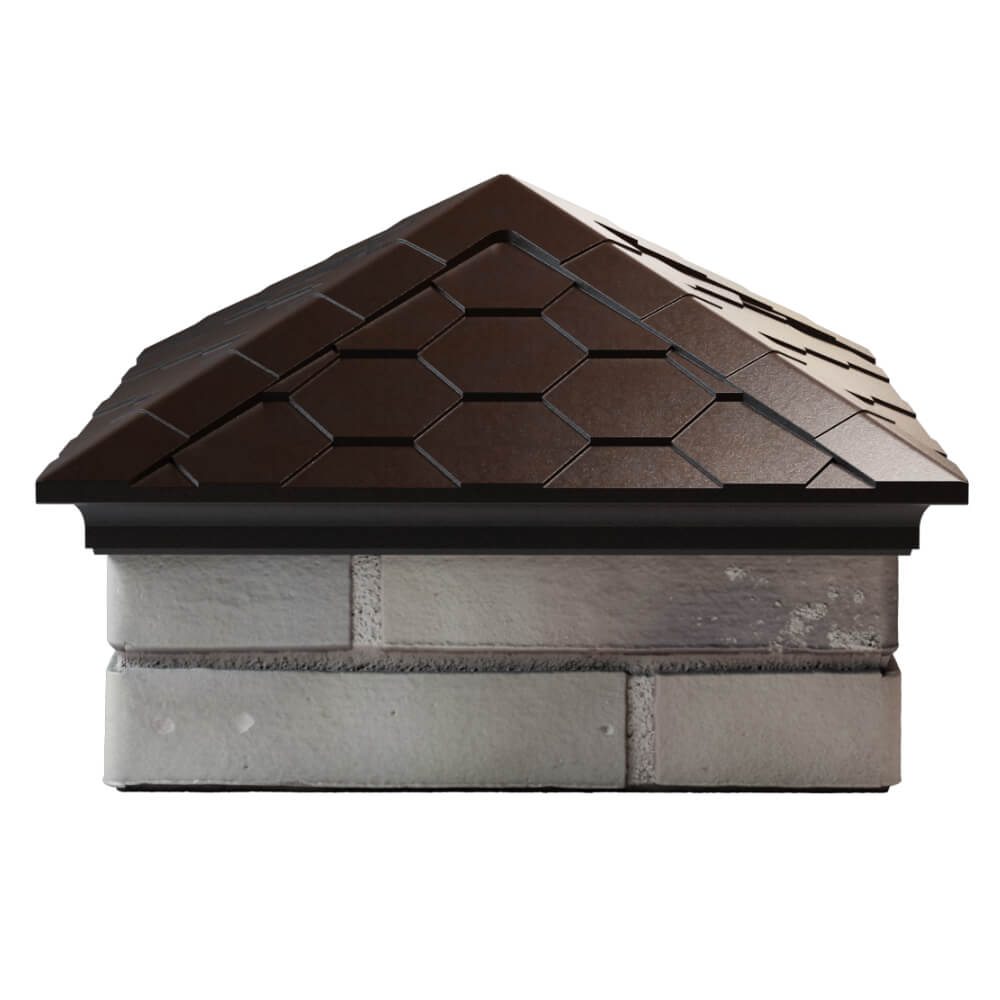 Колпак Zking Эверест Коричневый на столб 1.5х1.5 кирпича (390х390мм) Слободской фото