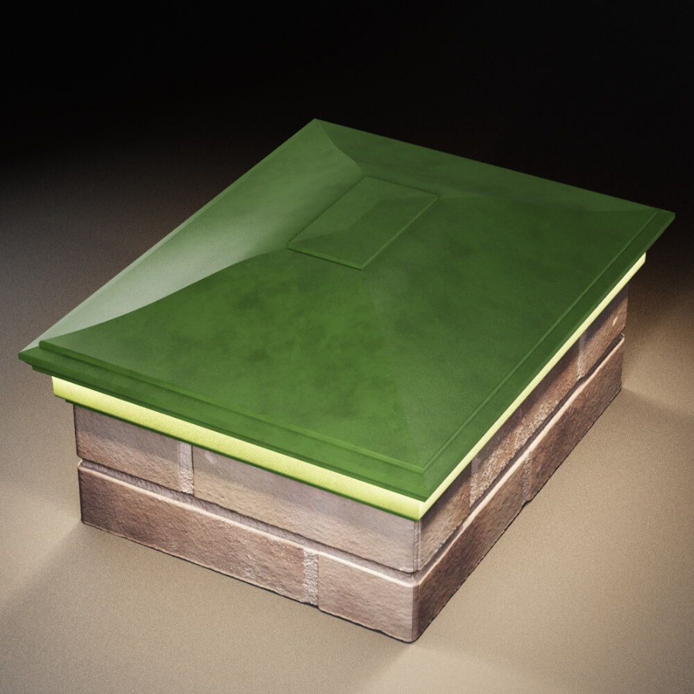 Колпак Zking Монблан Зеленый на столб 2х1.5 кирпича (515х385мм) c подсветкой в Слободском фото