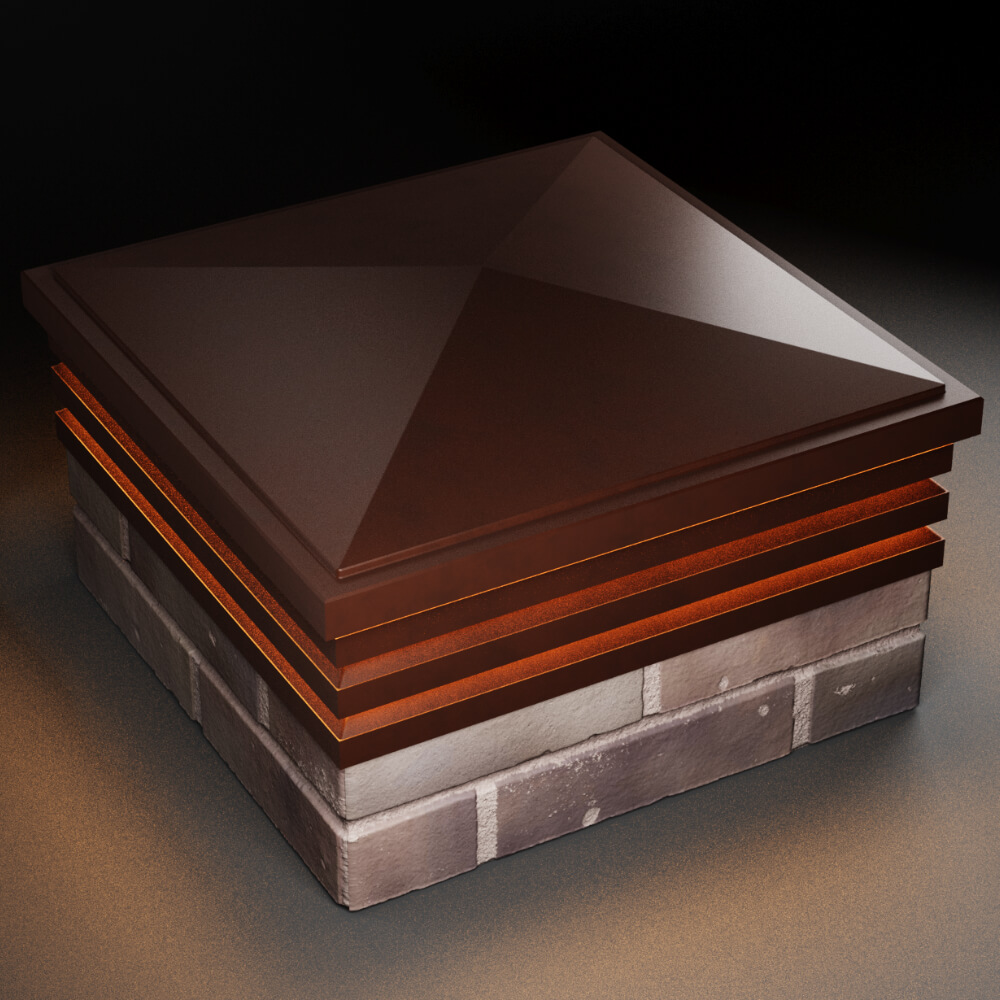 Колпак Zking Бона ХайТек Коричневый на столб 2х2 кирпича (513х513мм) с подсветкой в Слободском фото