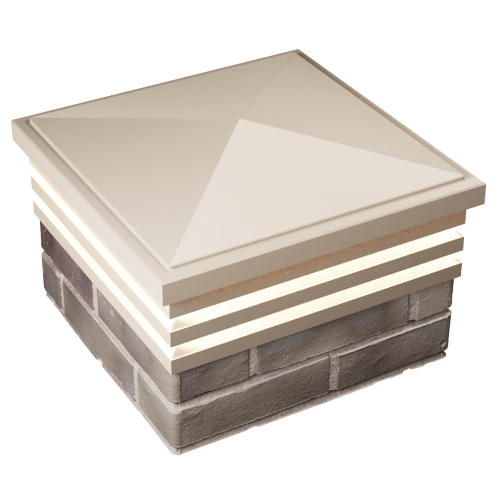 Колпак Zking Бона ХайТек Бежевый на столб 1.5х1.5 кирпича (385х385мм) с подсветкой в Слободском фото