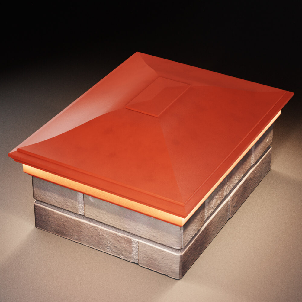 Колпак Zking Монблан Красный на столб 2х1.5 кирпича (515х385мм) c подсветкой в Слободском фото