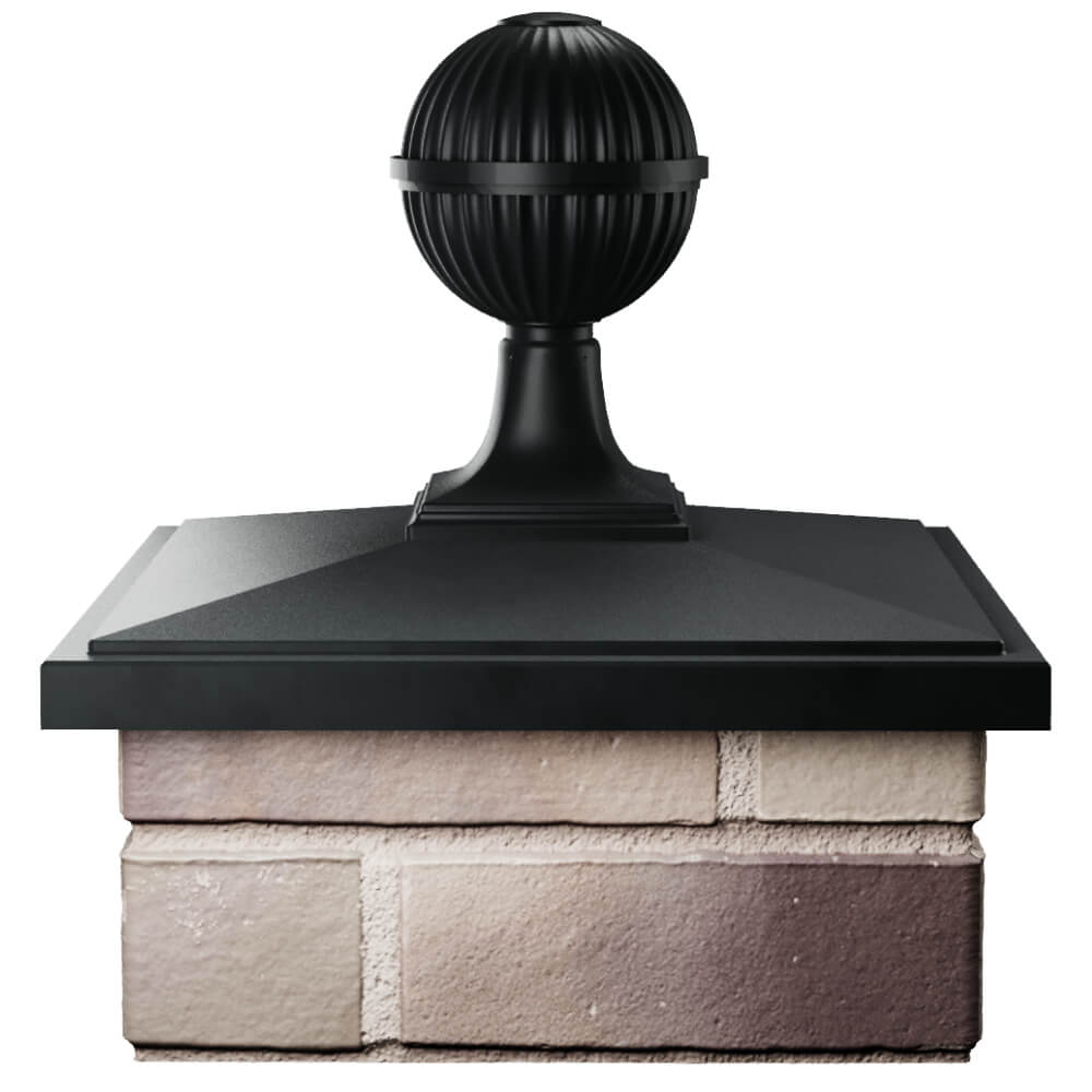 Колпак Zking БонаМоно Черный с шаром на столб 1.5х1.5 кирпича (385х385, 400х400мм) в сборе Слободской фото