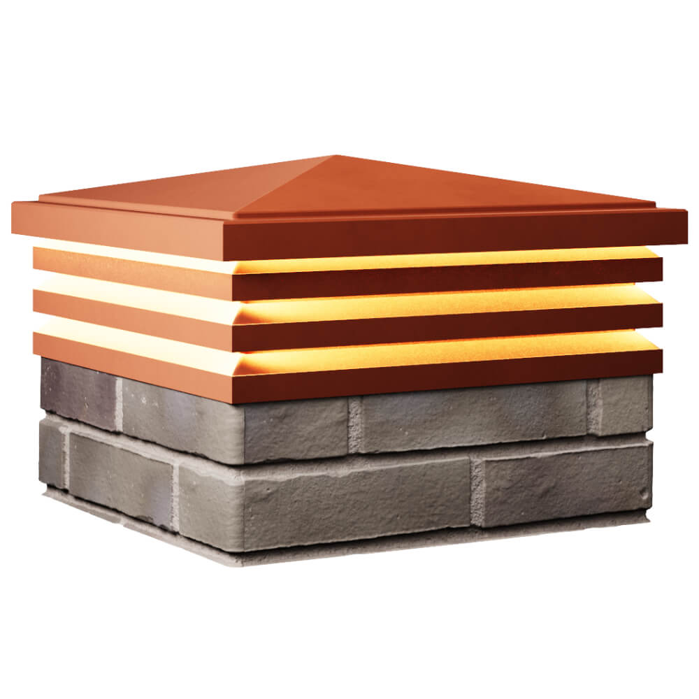 Колпак Zking Бона ХайТек Красный на столб 1.5х1.5 кирпича (385х385мм) с подсветкой в Слободском фото