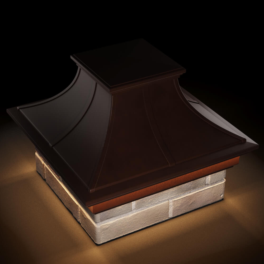 Колпак Zking Монблан Премиум Коричневый на столб 1.5х1.5 кирпича (385х385мм) с подсветкой в Слободском фото