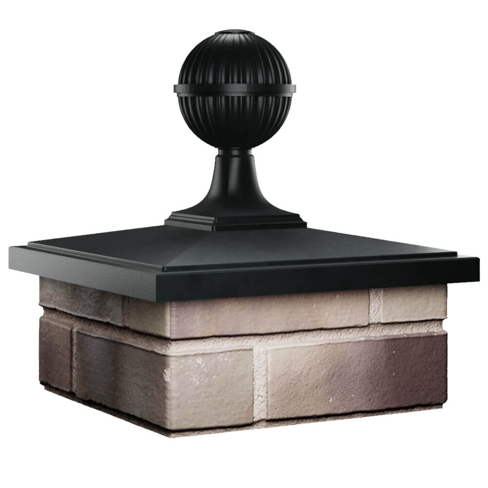 Колпак Zking БонаМоно Черный с шаром на столб 1.5х1.5 кирпича (385х385, 400х400мм) в сборе в Слободском фото
