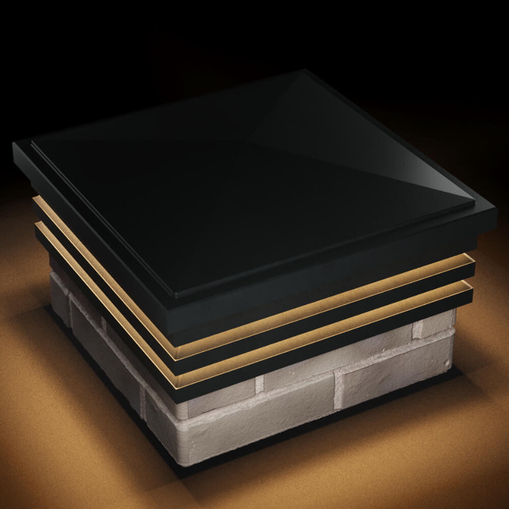 Колпак Zking Бона ХайТек Черный на столб 1.5х1.5 кирпича (385х385мм) с подсветкой в Слободском фото