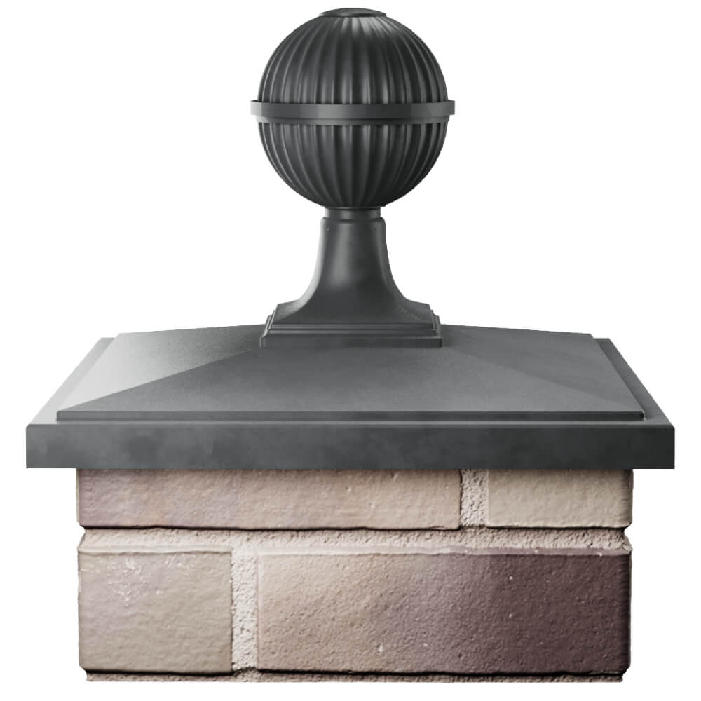 Колпак Zking БонаМоно Серый с шаром на столб 1.5х1.5 кирпича (385х385, 400х400мм) в сборе Слободской фото
