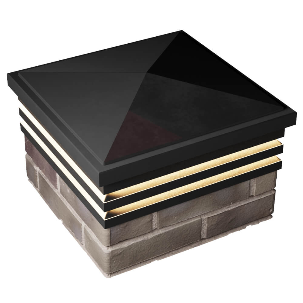 Колпак Zking Бона ХайТек Черный на столб 1.5х1.5 кирпича (385х385мм) с подсветкой в Слободском фото