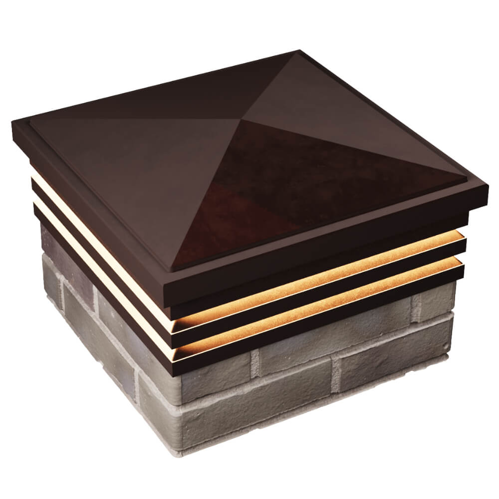 Колпак Zking Бона ХайТек Коричневый на столб 1.5х1.5 кирпича (385х385мм) с подсветкой в Слободском фото