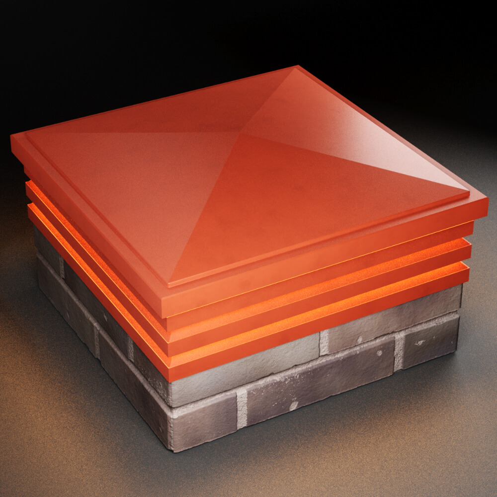 Колпак Zking Бона ХайТек Красный на столб 2х2 кирпича (513х513мм) с подсветкой в Слободском фото