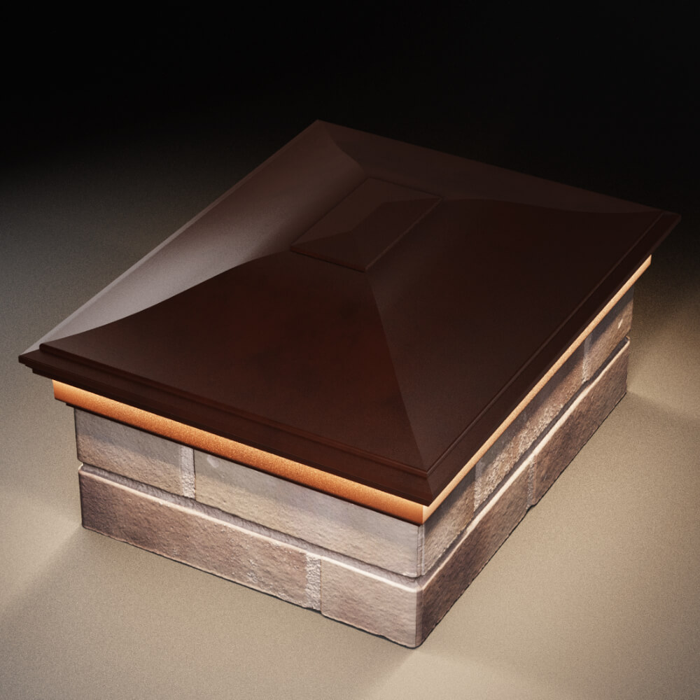 Колпак Zking Монблан Коричневый на столб 2х1.5 кирпича (515х385мм) c подсветкой в Слободском фото