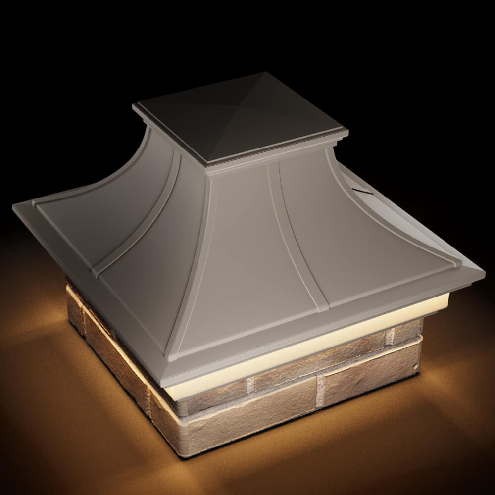 Колпак Zking Монблан Премиум Бежевый на столб 1.5х1.5 кирпича (385х385мм) с подсветкой в Слободском фото