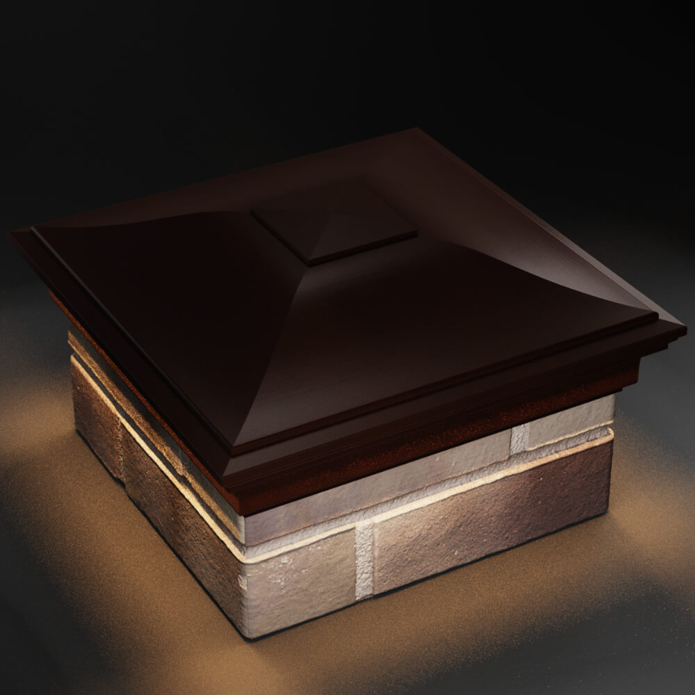 Колпак Zking Монблан Коричневый на столб 1.5х1.5 кирпича (385х385мм) с подсветкой в Слободском фото