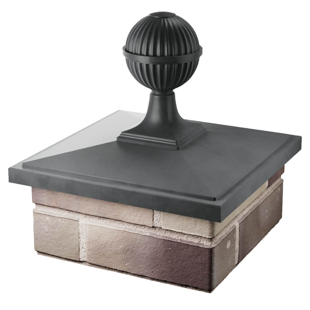 Колпак Zking БонаМоно Серый с шаром на столб 1.5х1.5 кирпича (385х385, 400х400мм) в сборе в Слободском фото