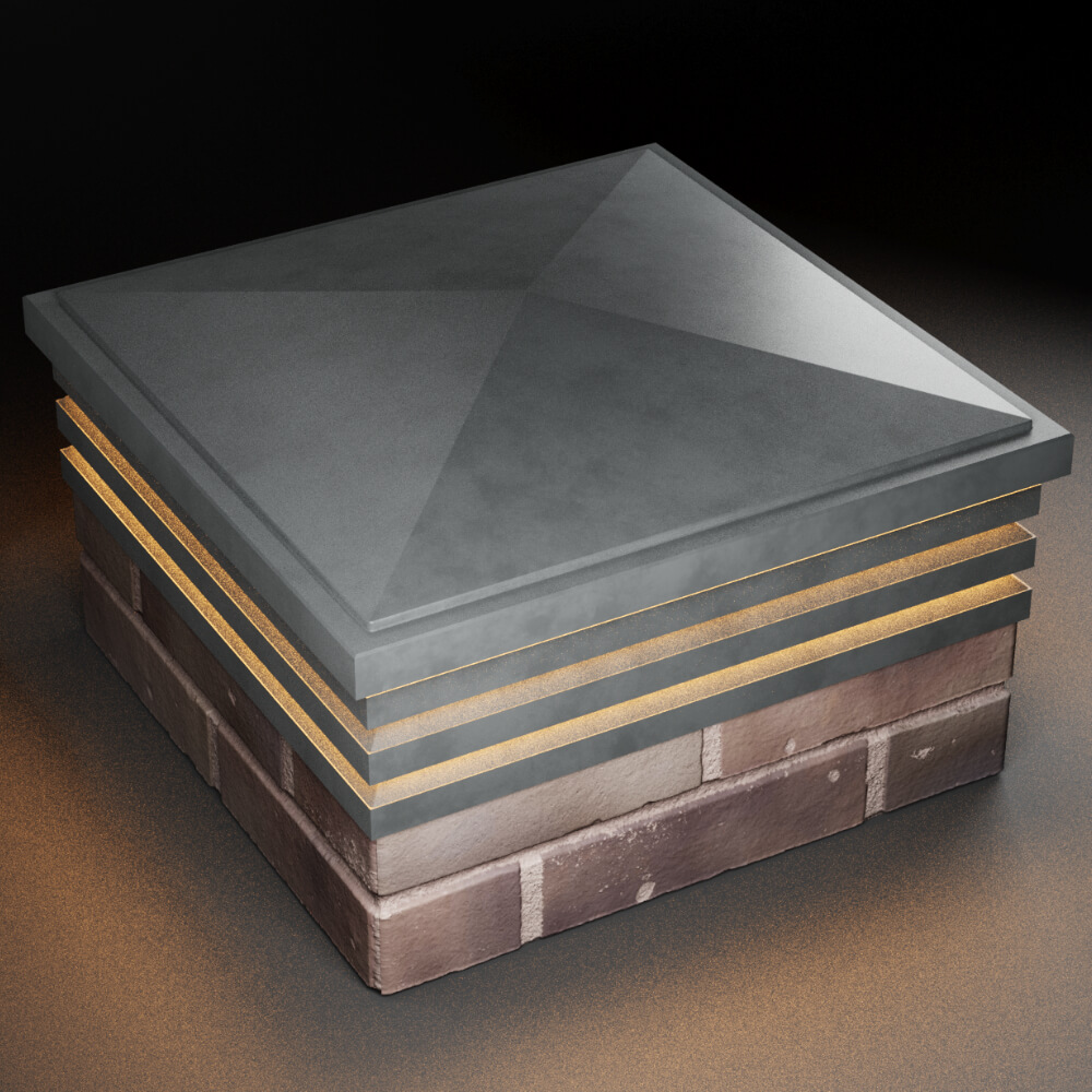 Колпак Zking Бона ХайТек Серый на столб 2х2 кирпича (513х513мм) с подсветкой в Слободском фото