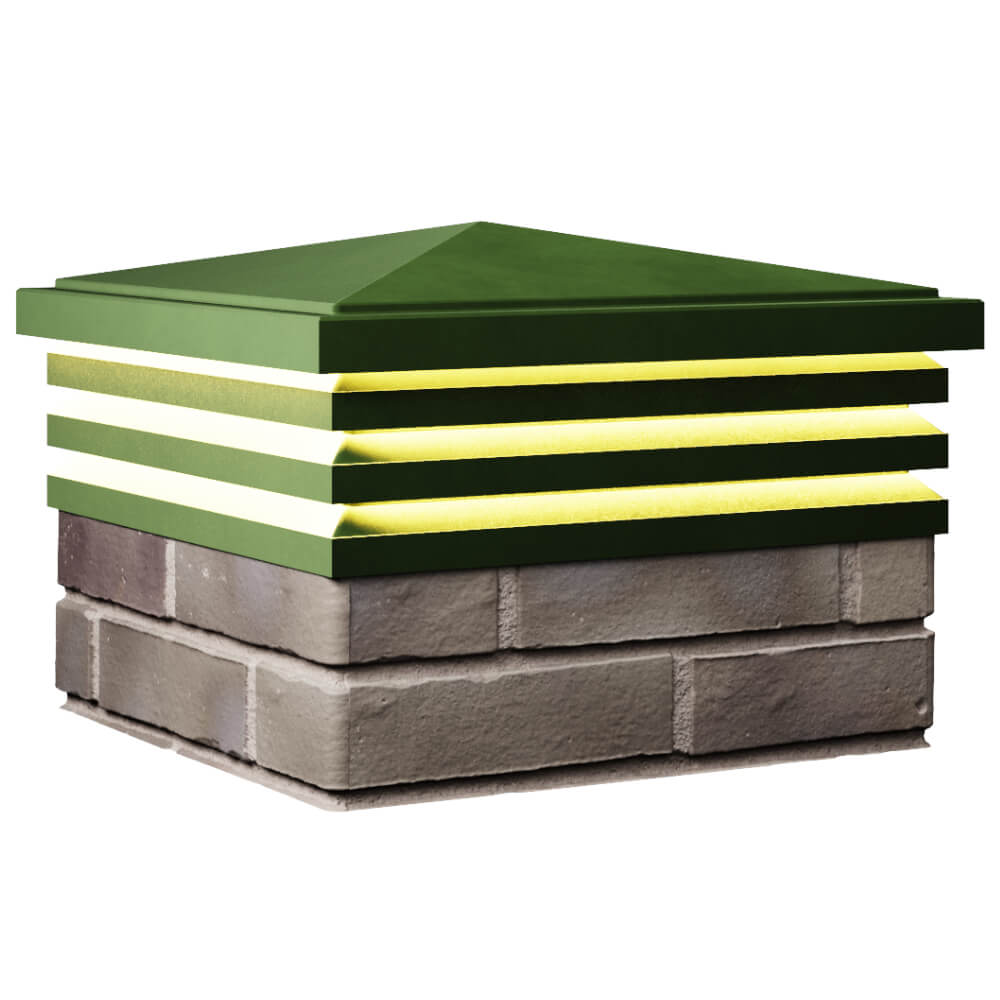 Колпак Zking Бона ХайТек Зеленый на столб 1.5х1.5 кирпича (385х385мм) с подсветкой в Слободском фото