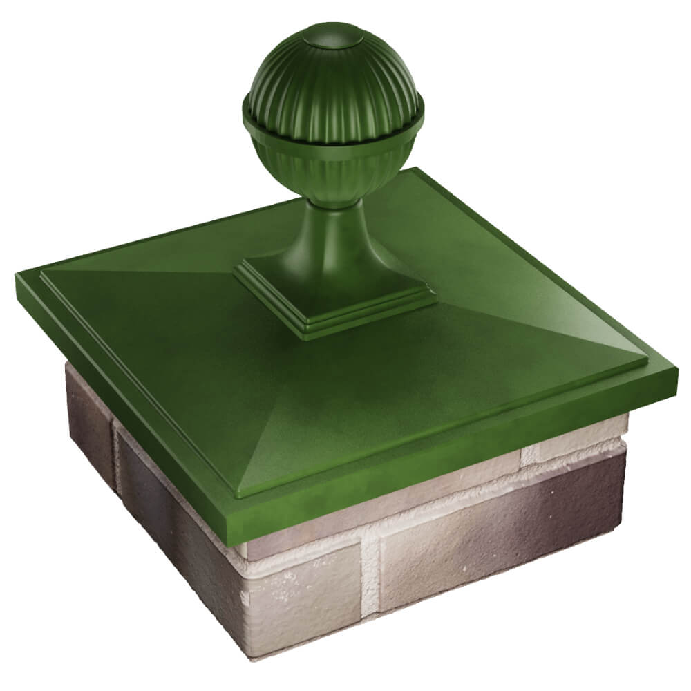 Колпак Zking БонаМоно Зеленый с шаром на столб 1.5х1.5 кирпича (385х385, 400х400мм) в сборе в Слободском фото