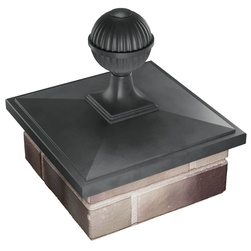 Колпак Zking БонаМоно Серый с шаром на столб 1.5х1.5 кирпича (385х385, 400х400мм) в сборе в Слободском фото