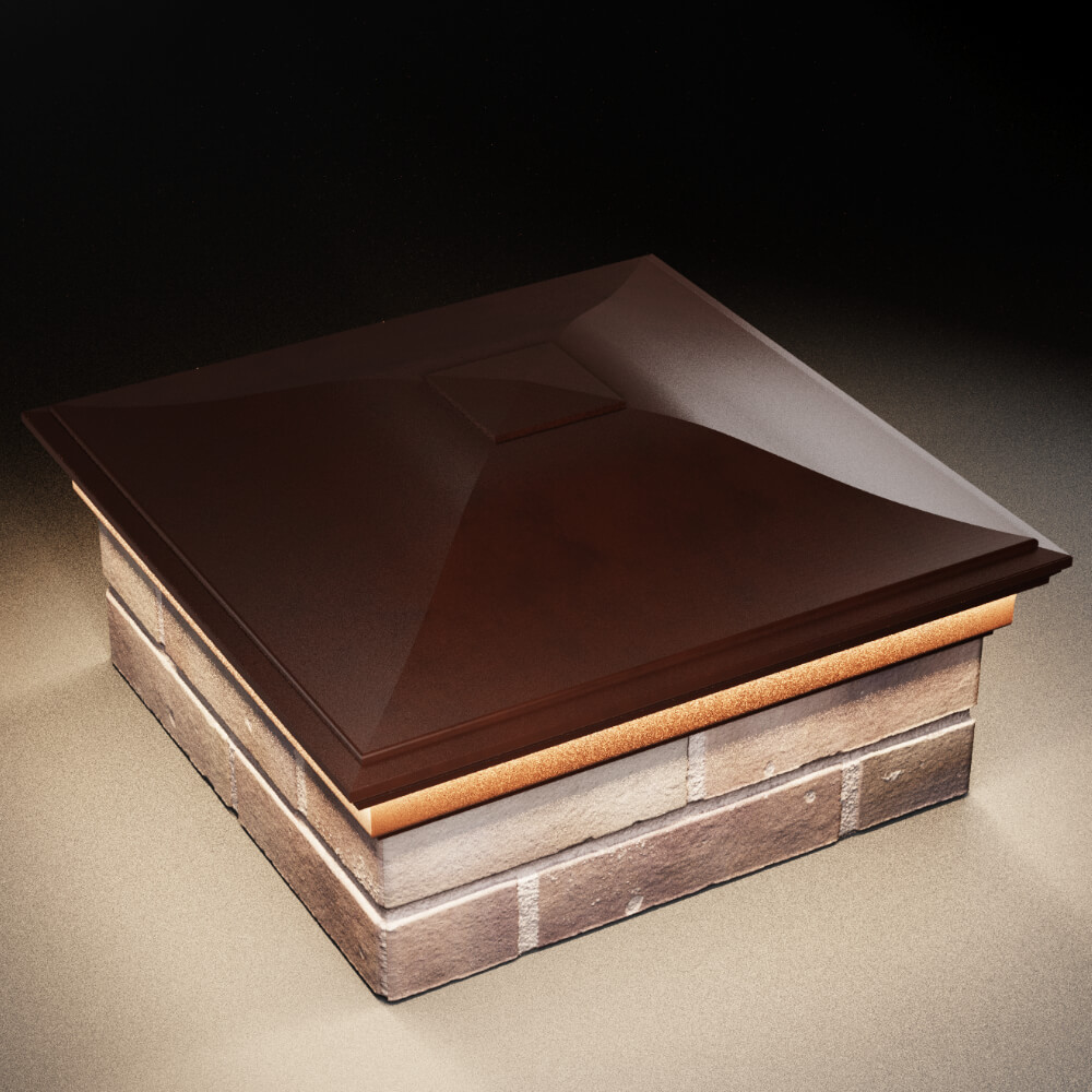 Колпак Zking Монблан Коричневый на столб 2х2 кирпича (515х515мм) c подсветкой в Слободском фото