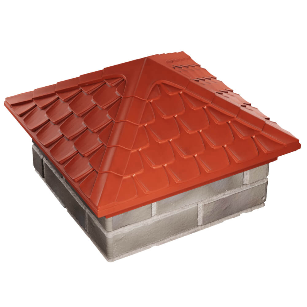 Колпак Zking Эльбрус Красный на столб 1.5х1.5 кирпича (385х385мм) в Слободском фото