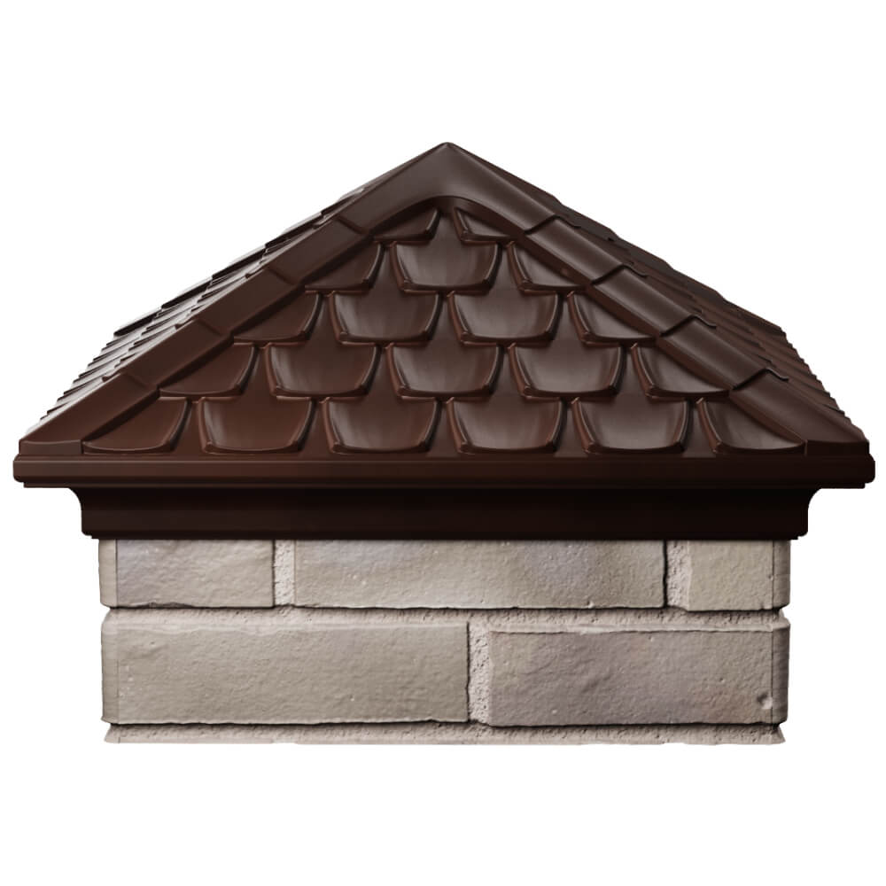 Колпак Zking Эльбрус Коричневый на столб 1.5х1.5 кирпича (385х385мм) Слободской фото