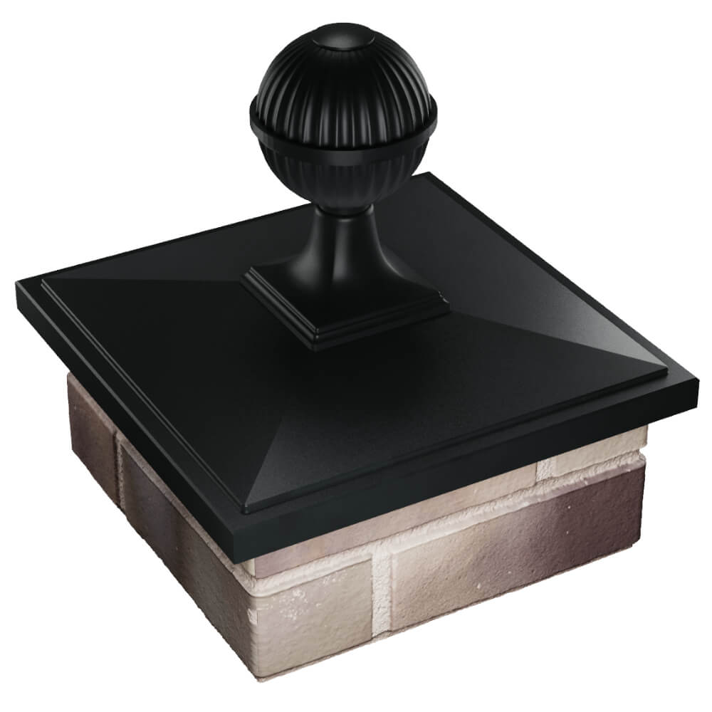 Колпак Zking БонаМоно Черный с шаром на столб 1.5х1.5 кирпича (385х385, 400х400мм) в сборе в Слободском фото