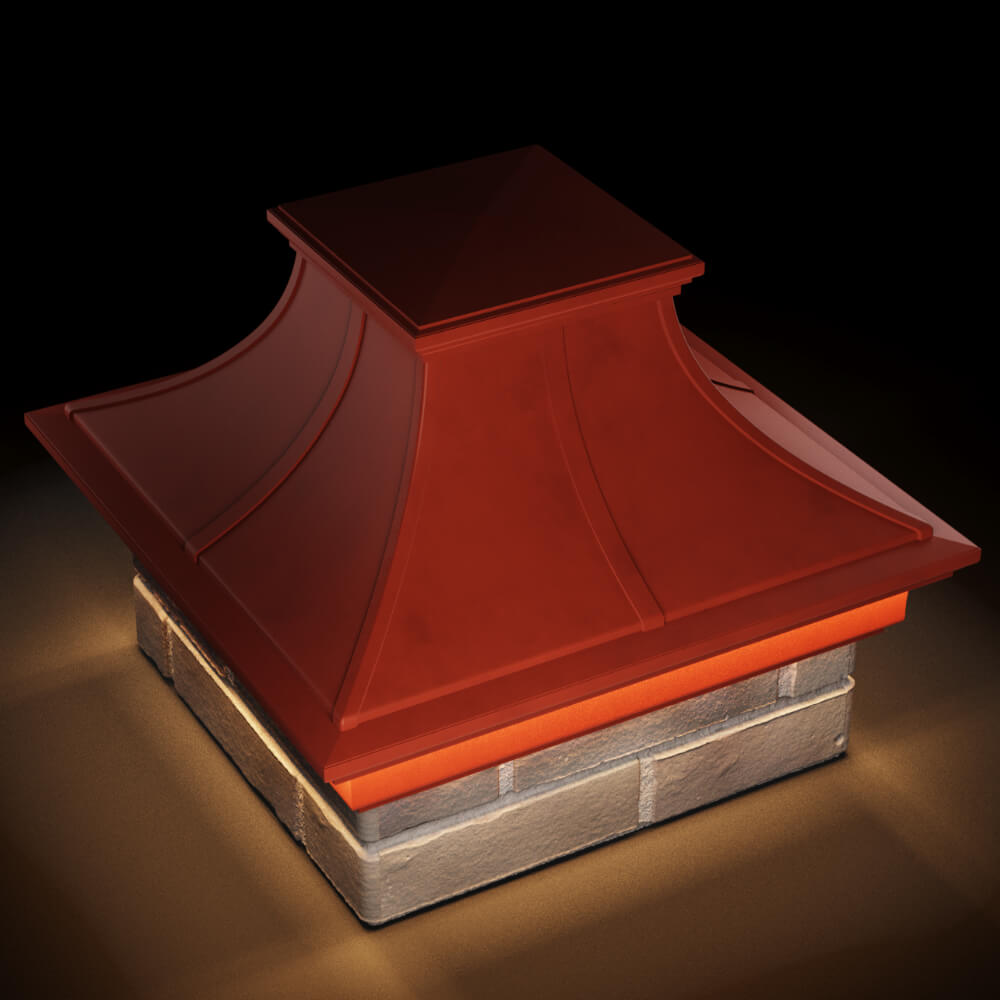 Колпак Zking Монблан Премиум Красный на столб 1.5х1.5 кирпича (385х385мм) с подсветкой в Слободском фото