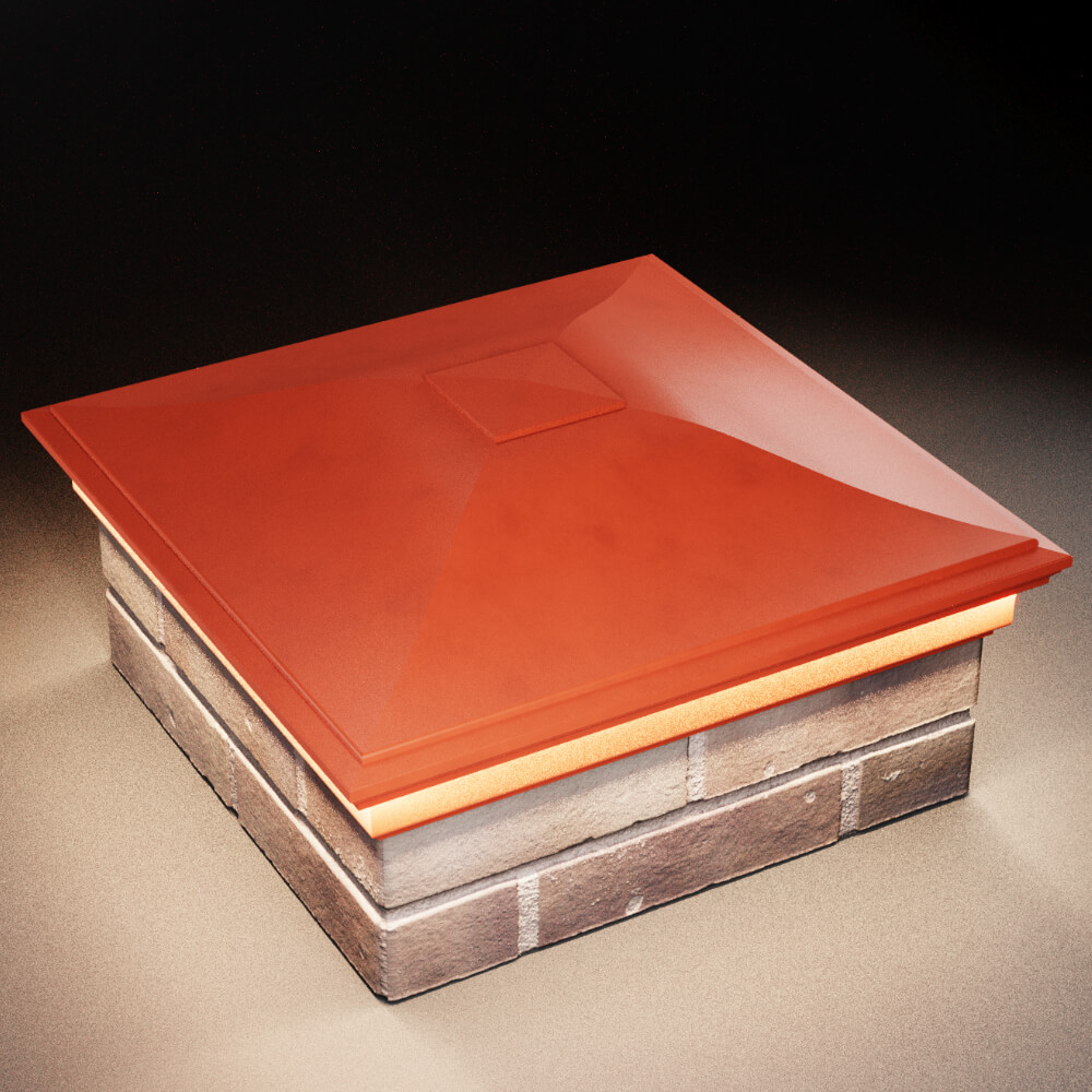 Колпак Zking Монблан Красный на столб 2х2 кирпича (515х515мм) c подсветкой в Слободском фото