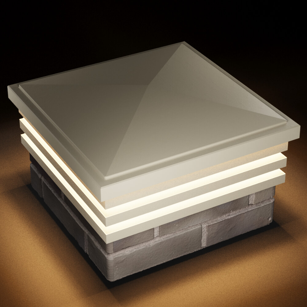 Колпак Zking Бона ХайТек Бежевый на столб 1.5х1.5 кирпича (385х385мм) с подсветкой в Слободском фото