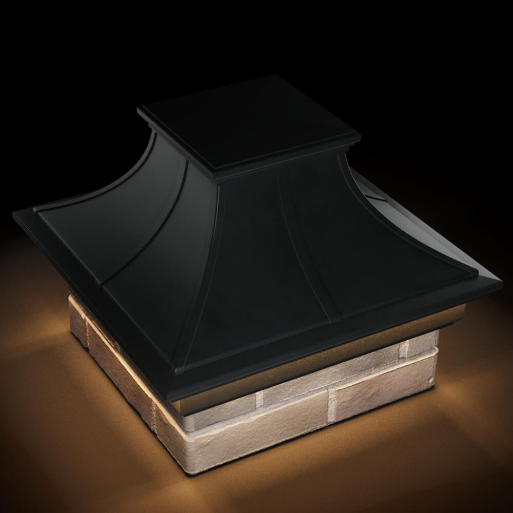 Колпак Zking Монблан Премиум Черный на столб 1.5х1.5 кирпича (385х385мм) с подсветкой в Слободском фото
