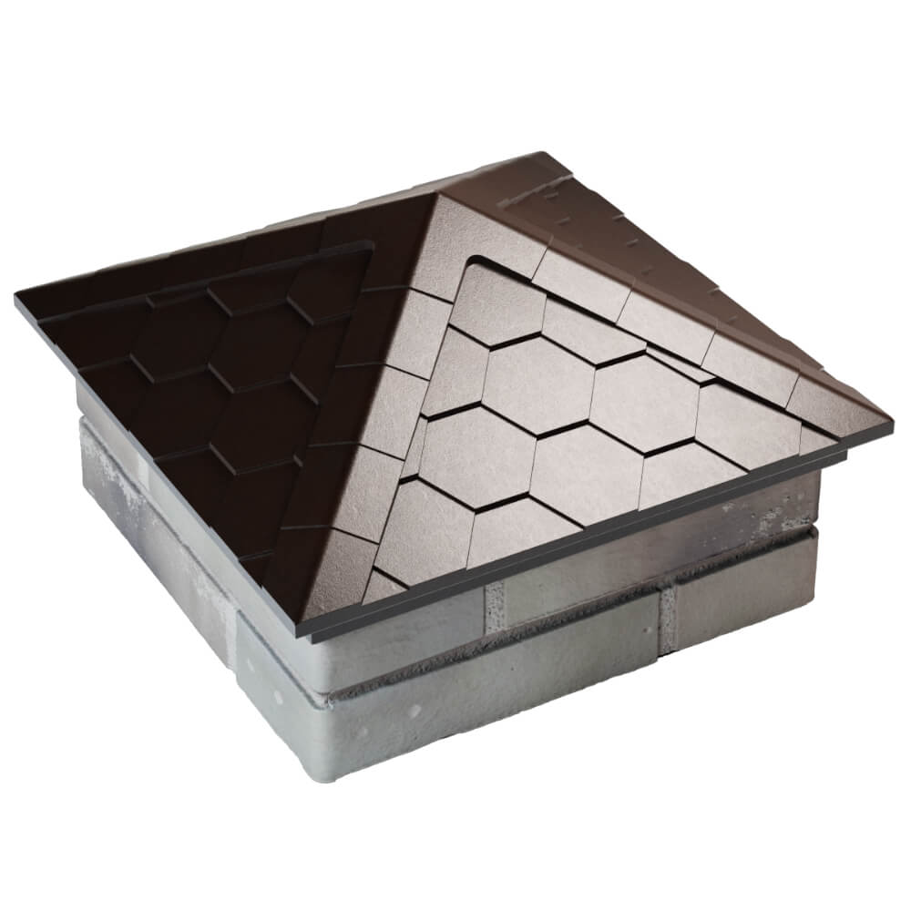 Колпак Zking Эверест Коричневый на столб 1.5х1.5 кирпича (390х390мм) в Слободском фото