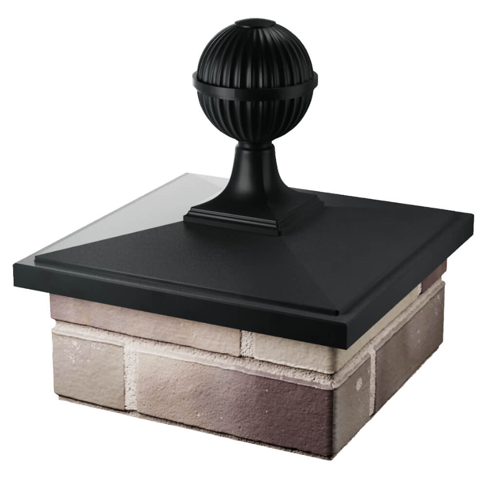Колпак Zking БонаМоно Черный с шаром на столб 1.5х1.5 кирпича (385х385, 400х400мм) в сборе в Слободском фото