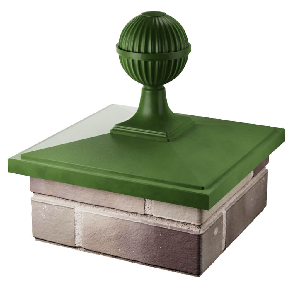 Колпак Zking БонаМоно Зеленый с шаром на столб 1.5х1.5 кирпича (385х385, 400х400мм) в сборе в Слободском фото