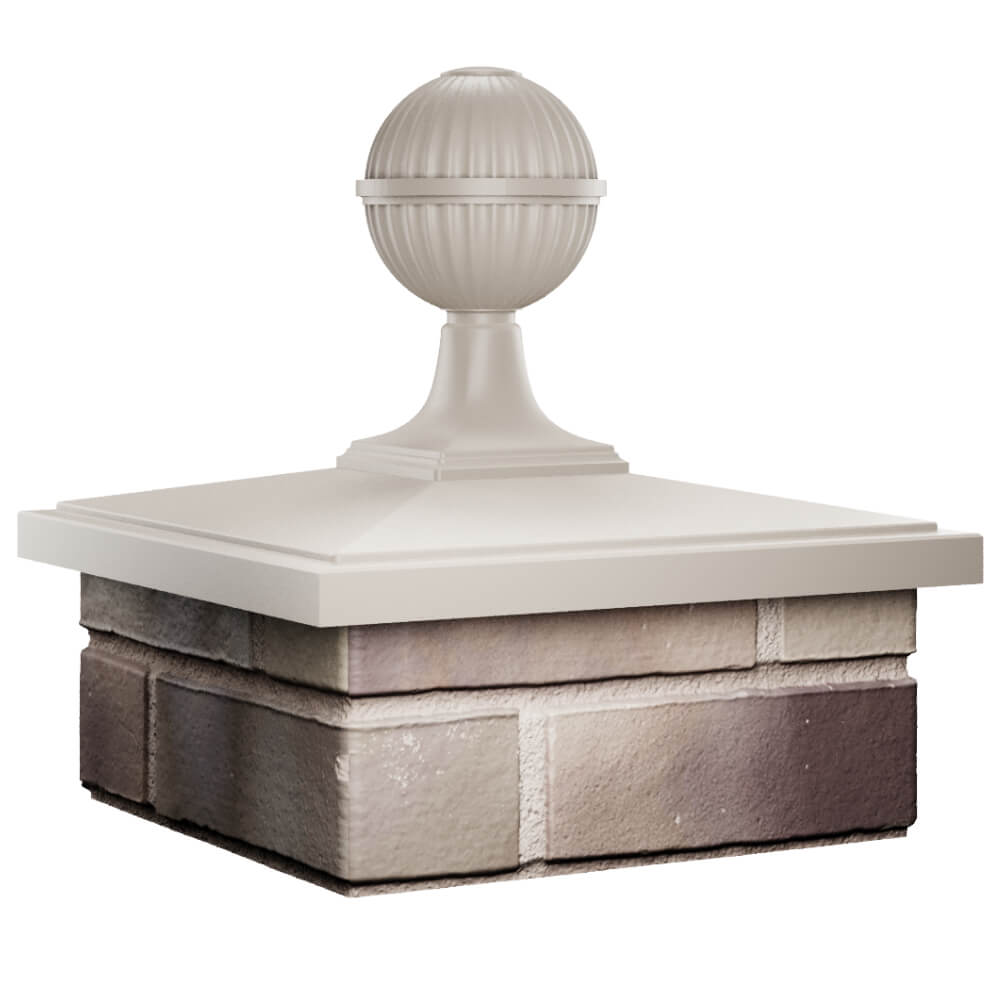 Колпак Zking БонаМоно Бежевый с шаром на столб 1.5х1.5 кирпича (385х385, 400х400мм) в сборе в Слободском фото