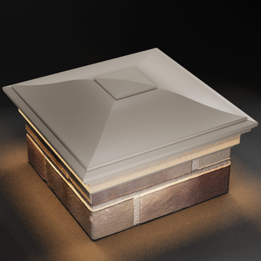 Колпак Zking Монблан Бежевый на столб 1.5х1.5 кирпича (385х385мм) с подсветкой в Слободском фото