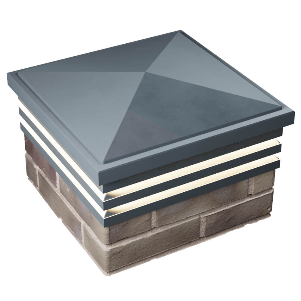 Колпак Zking Бона ХайТек Серый на столб 1.5х1.5 кирпича (385х385мм) с подсветкой в Слободском фото