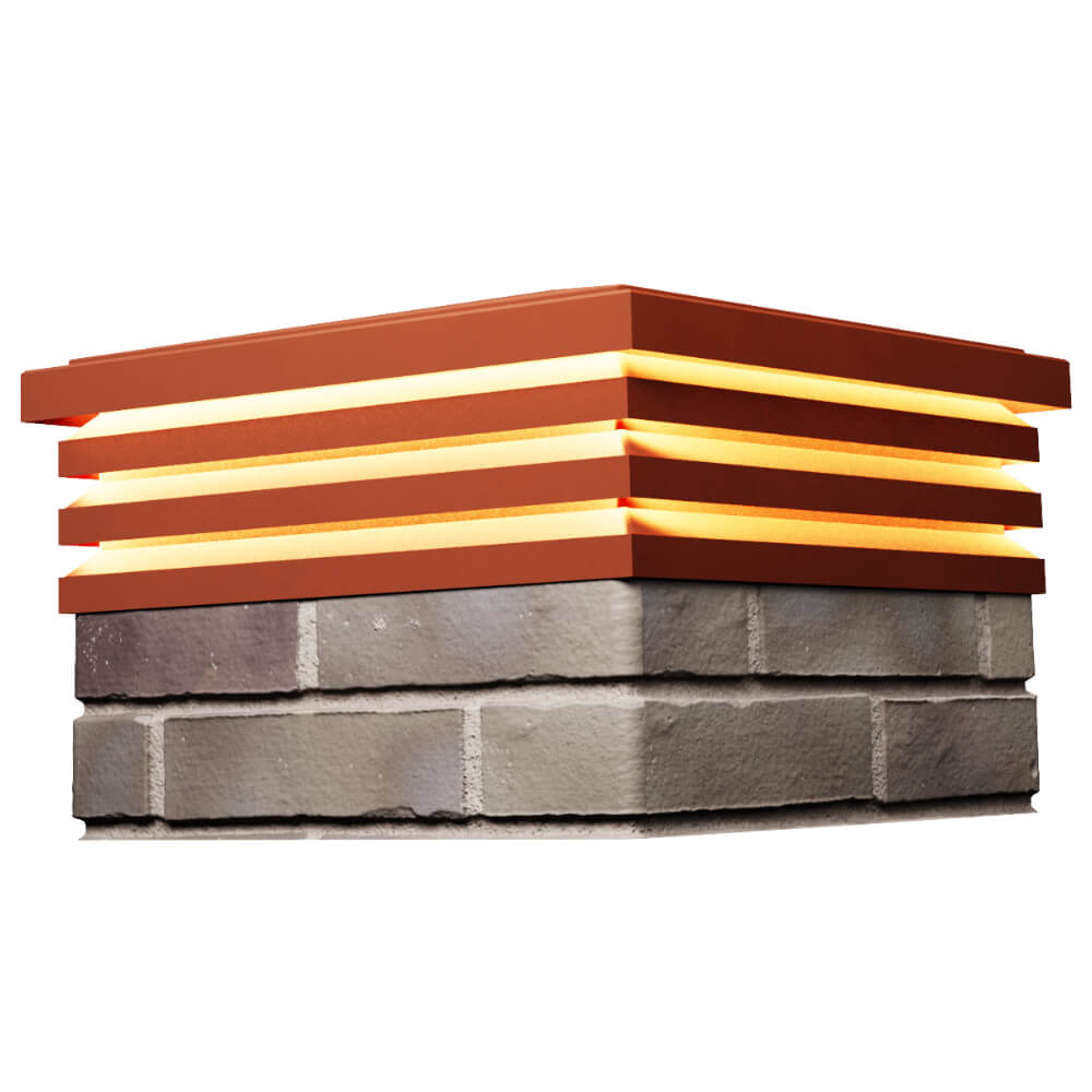 Колпак Zking Бона ХайТек Красный на столб 1.5х1.5 кирпича (385х385мм) с подсветкой в Слободском фото