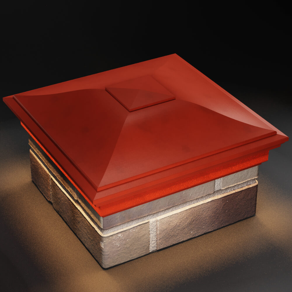 Колпак Zking Монблан Красный на столб 1.5х1.5 кирпича (385х385мм) с подсветкой в Слободском фото