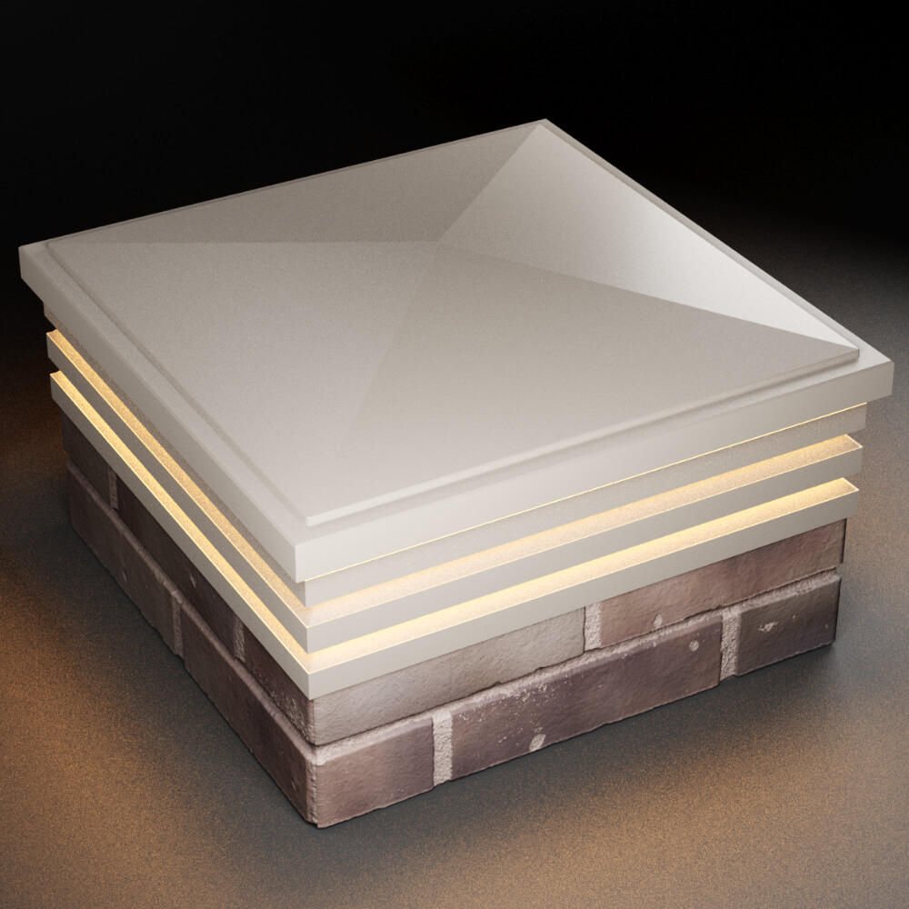 Колпак Zking Бона ХайТек Бежевый на столб 2х2 кирпича (513х513мм) с подсветкой в Слободском фото