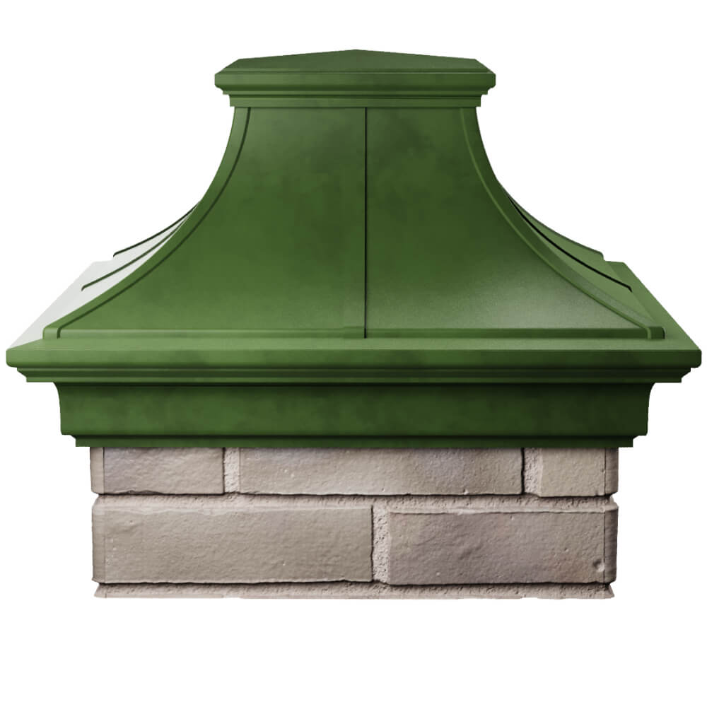 Колпак Zking Монблан Премиум Зеленый на столб 1.5х1.5 кирпича (385х385мм) Слободской фото