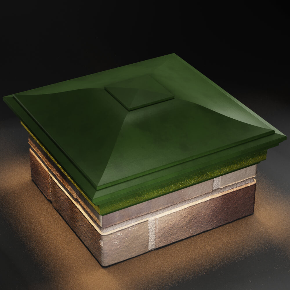 Колпак Zking Монблан Зеленый на столб 1.5х1.5 кирпича (385х385мм) с подсветкой в Слободском фото