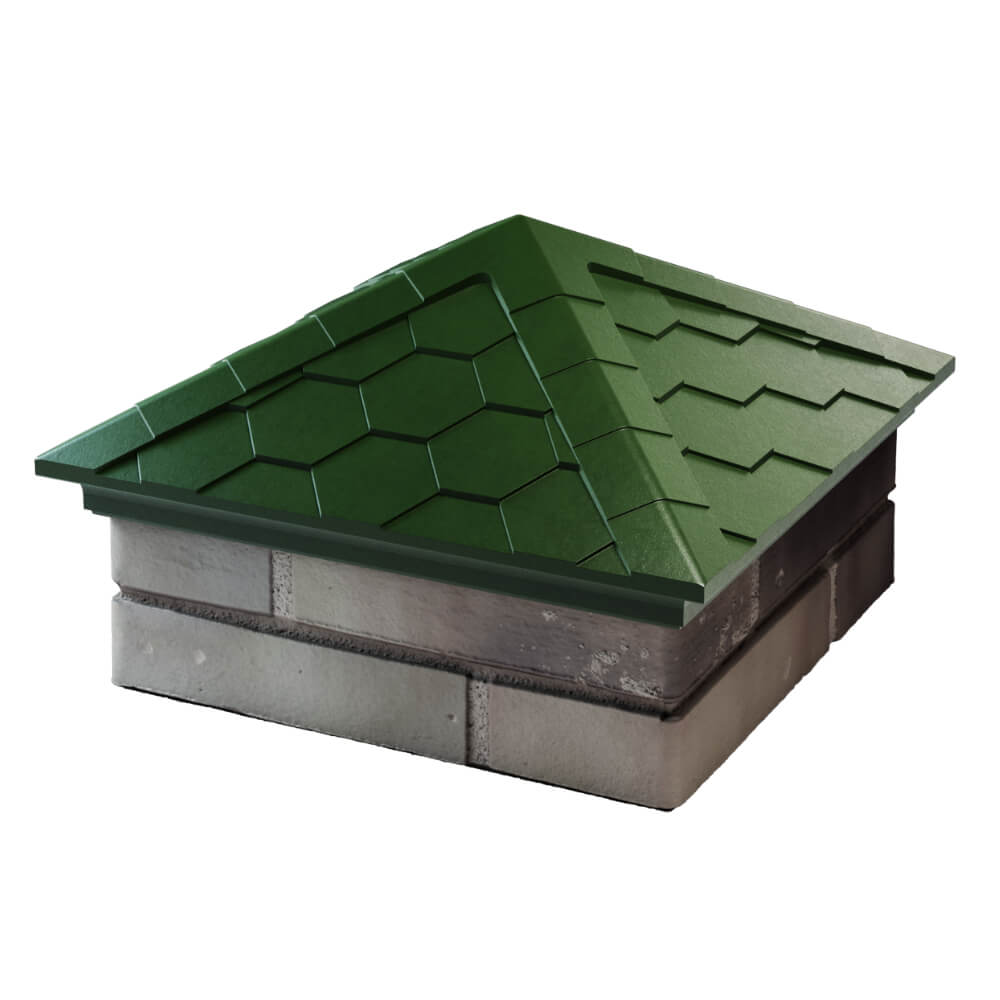 Колпак Zking Эверест Зеленый на столб 1.5х1.5 кирпича (390х390мм) в Слободском фото