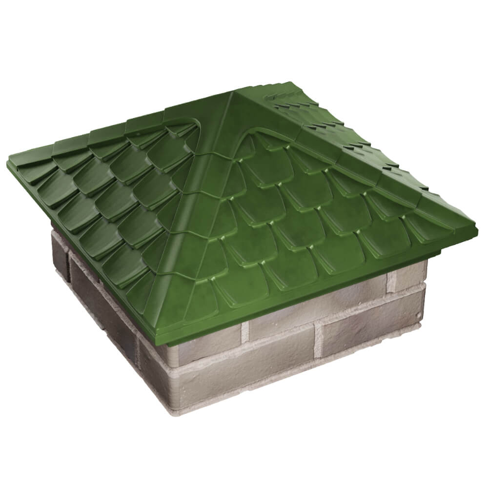 Колпак Zking Эльбрус Зеленый на столб 1.5х1.5 кирпича (385х385мм) в Слободском фото