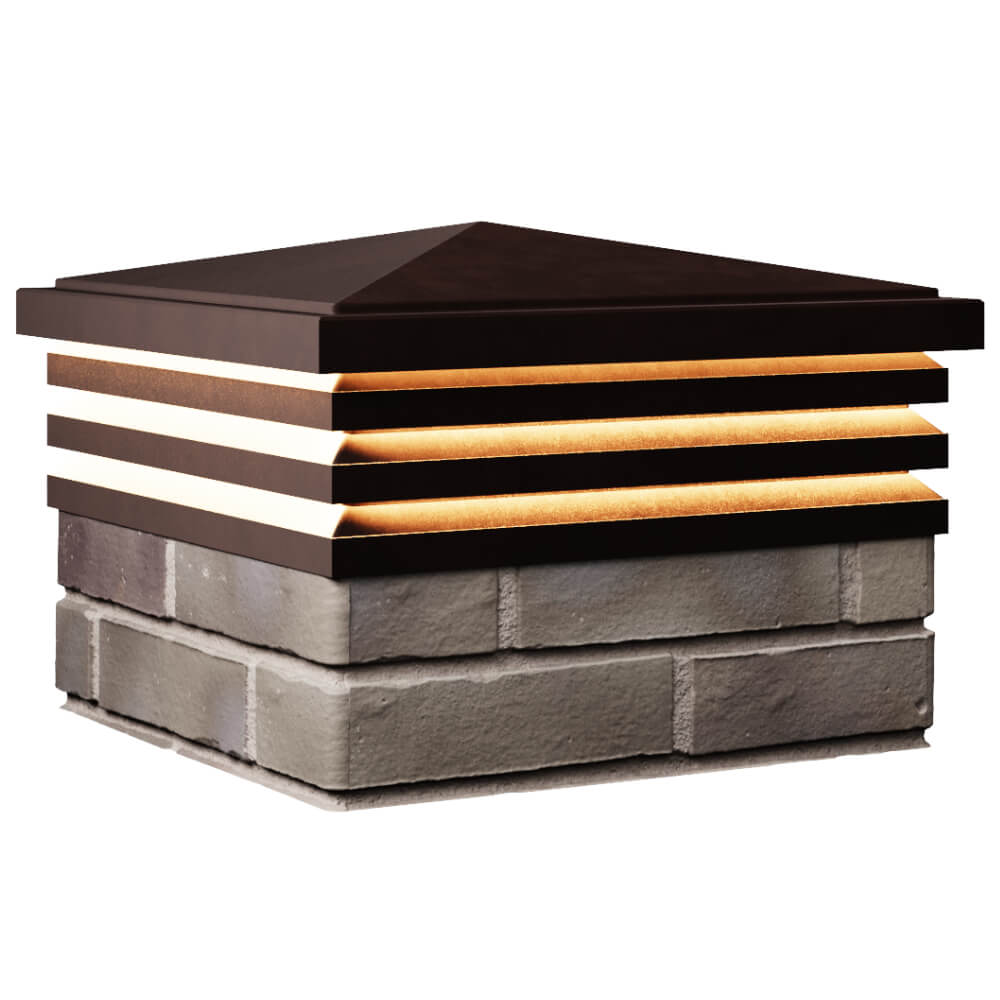 Колпак Zking Бона ХайТек Коричневый на столб 1.5х1.5 кирпича (385х385мм) с подсветкой в Слободском фото