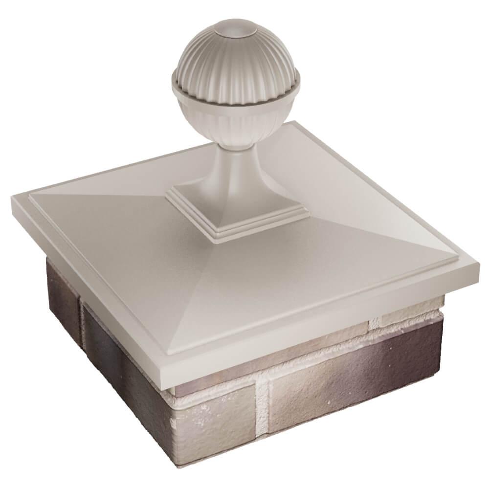 Колпак Zking БонаМоно Бежевый с шаром на столб 1.5х1.5 кирпича (385х385, 400х400мм) в сборе в Слободском фото