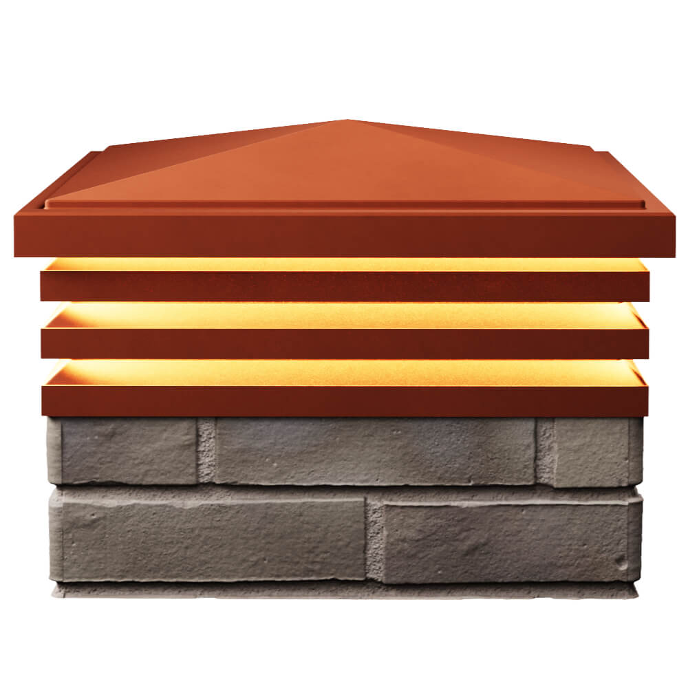 Колпак Zking Бона ХайТек Красный на столб 1.5х1.5 кирпича (385х385мм) с подсветкой в Слободском фото