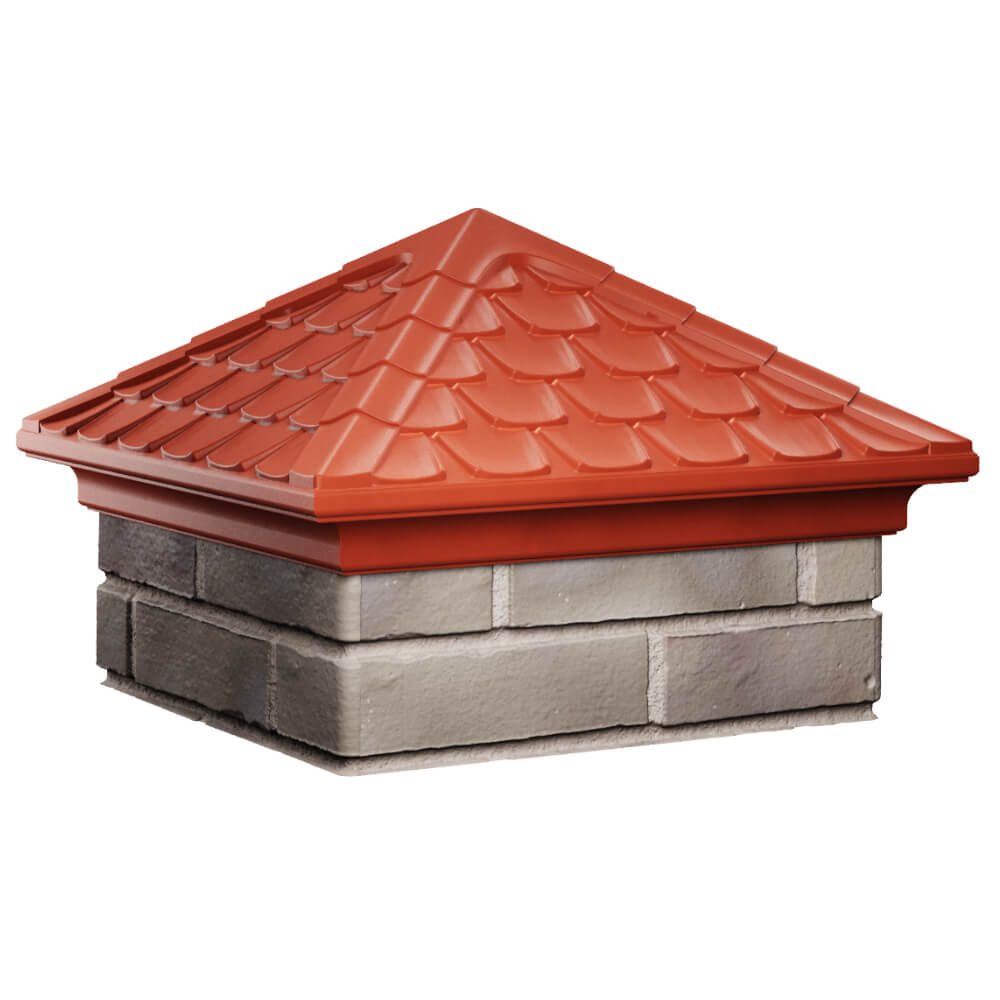 Колпак Zking Эльбрус Красный на столб 1.5х1.5 кирпича (385х385мм) в Слободском фото